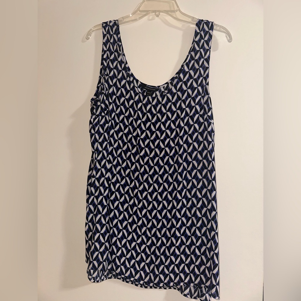 Banana Republic Blue and White Sleeveless Tank Top